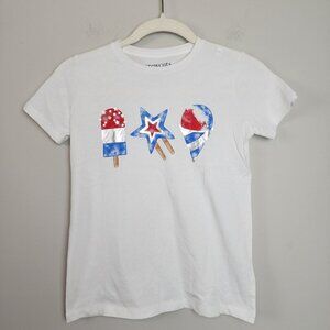 New Crewcuts Factory sz 10 girls white T shirt Ice cream red white blue